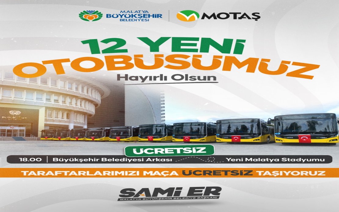 12 Yeni Otobüs Filoya Katıldı: İlk Sefer Yeşilyurtspor Taraftarına