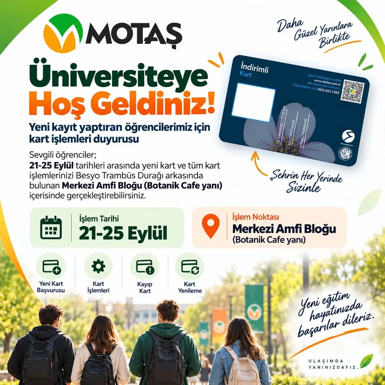 MOTAŞ’tan Üniversite Öğrencilerine Kart Kolaylığı