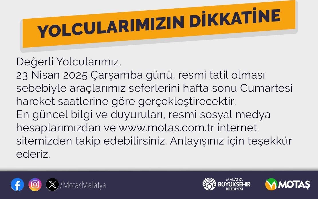 YOLCULARIMIZIN DİKKATİNE...