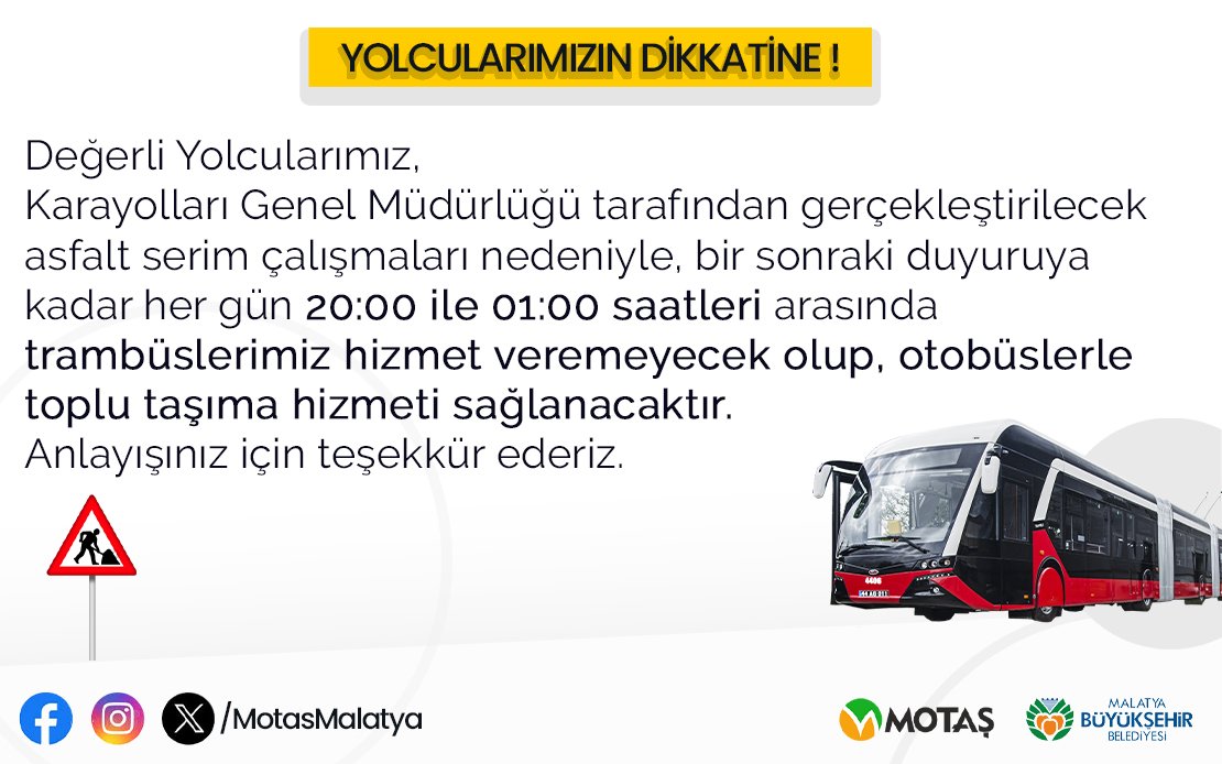 YOLCULARIMIZIN DİKKATİNE !
